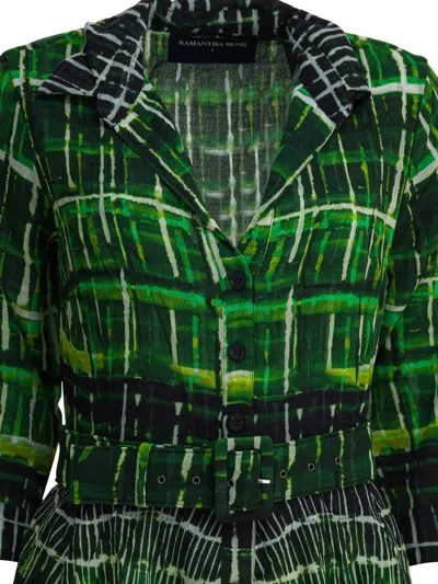 Samantha Sung Green Tie-dye Wool Dress In Green