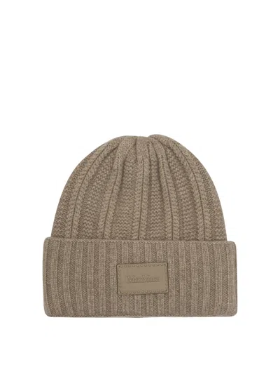Max Mara English Rib Cashmere Beanie Hats Beige In Brown