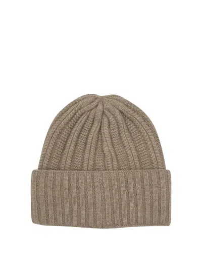 Max Mara English Rib Cashmere Beanie Hats Beige In Brown