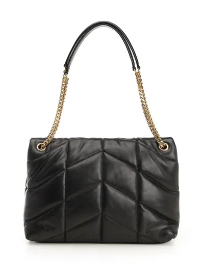 Saint Laurent Loulou Puffer Small Leather Shoulder Bag In Black