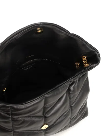 Saint Laurent Loulou Puffer Small Leather Shoulder Bag In Black
