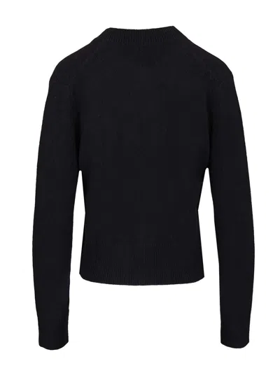 Maison Kitsuné Ex 0329 Baby Fox Lambswool Fitted Cardigan Knitwear Blue In Black