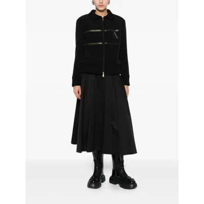 Vivetta Ribbon-detail Zip-up Jacket In Black