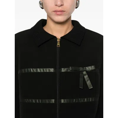 Vivetta Ribbon-detail Zip-up Jacket In Black