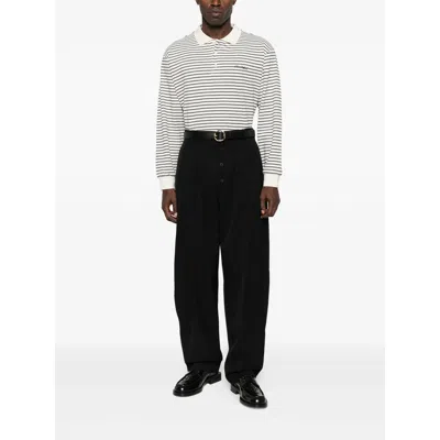 Dunst Multi Stripe Collared T-shirt In Black