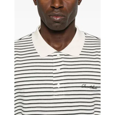Dunst Multi Stripe Collared T-shirt In Black