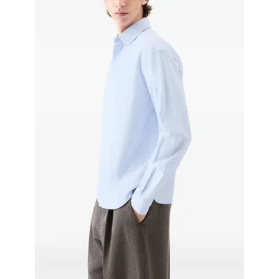 Jacquemus Simon Light Blue Shirt With Logo Lettering On The Front In Cotton Man In Blue