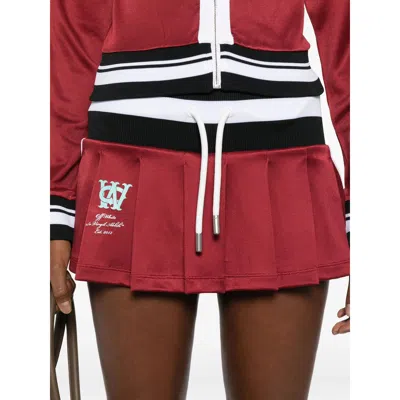Off-white Pleated Skirt With Drawstring In Red