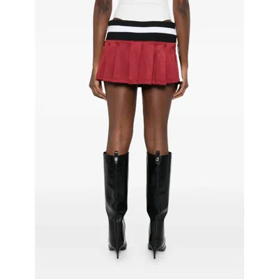 Off-white Pleated Skirt With Drawstring In Red