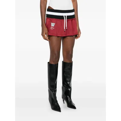 Off-white Pleated Skirt With Drawstring In Red