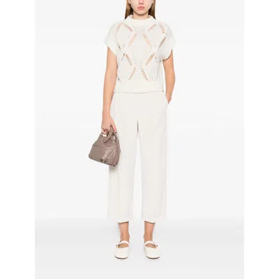 Antonelli Diamond Pattern Knitted Sweater In White