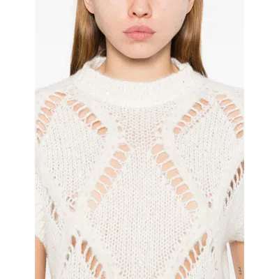 Antonelli Diamond Pattern Knitted Sweater In White