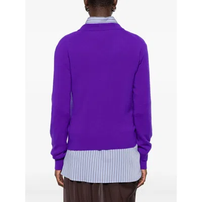 Dries Van Noten Cashmere Sweater Featuring Brooch Embellishment In Purple