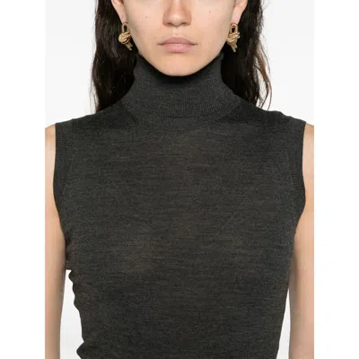 Goes Botanical Roll-neck Sleeveless Top In Black