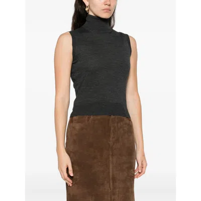 Goes Botanical Roll-neck Sleeveless Top In Black