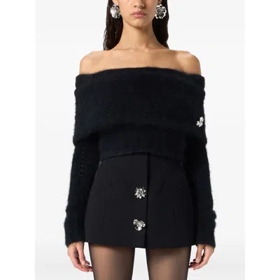 Blumarine Fabric Sweaters In Black