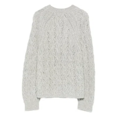 Antonelli Openwork Knitted Sweater In Gray