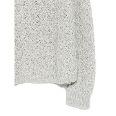 Antonelli Openwork Knitted Sweater In Gray