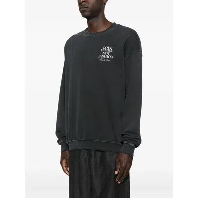 Family First Long-sleeved Crew Neck Sweatshirt In Black