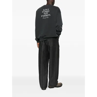 Family First Long-sleeved Crew Neck Sweatshirt In Black