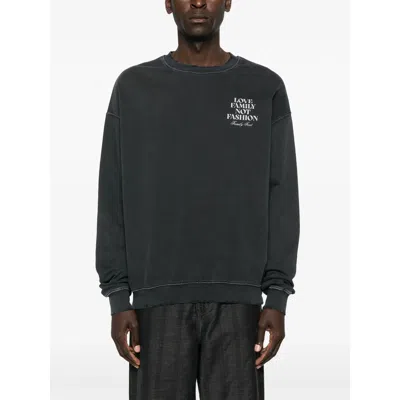 Family First Long-sleeved Crew Neck Sweatshirt In Black