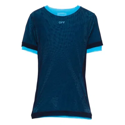 Off-white Fabric Tops In Blue