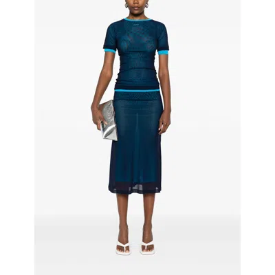Off-white Fabric Tops In Blue