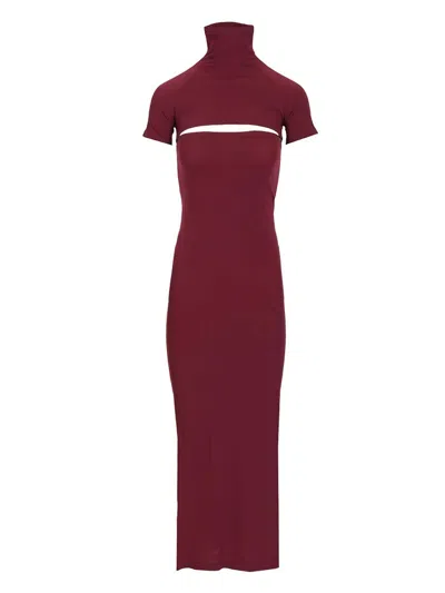 Alaïa Fitted Knit Cut-out Dress Dresses Bordeaux In Red