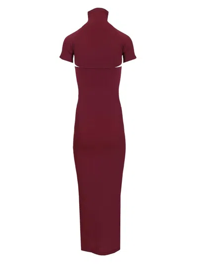 Alaïa Fitted Knit Cut-out Dress Dresses Bordeaux In Red