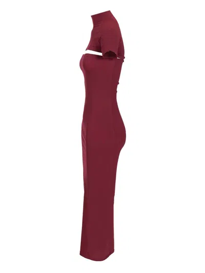Alaïa Fitted Knit Cut-out Dress Dresses Bordeaux In Red