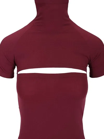 Alaïa Fitted Knit Cut-out Dress Dresses Bordeaux In Red