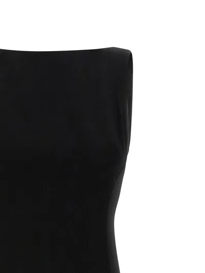 Pinko Midi Dress With Ruffle Detail And Fitted Silhouette In Black