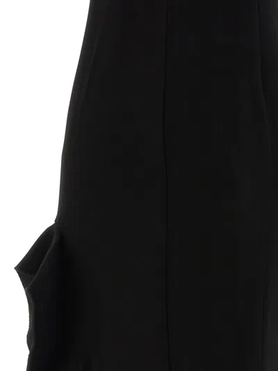 Pinko Midi Dress With Ruffle Detail And Fitted Silhouette In Black