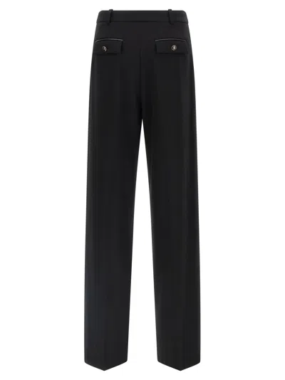 Elisabetta Franchi High-waisted Trousers With Wide Legs And Decorative Button Details In Black