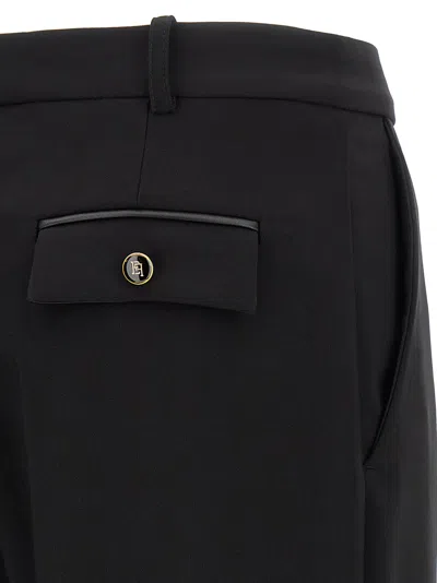 Elisabetta Franchi High-waisted Trousers With Wide Legs And Decorative Button Details In Black