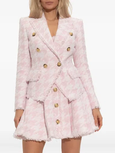 Balmain Fringed Blazer In Pink