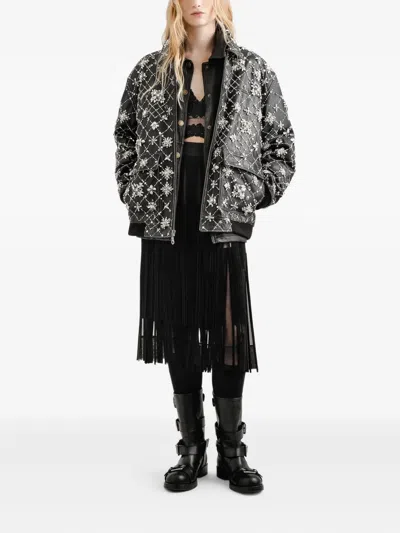 Dolce & Gabbana Gonna Midi In Chiffon And Black Lace In Black