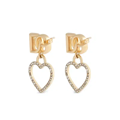 Dolce & Gabbana Stud Earrings With Hearts And Dg Logo In Gold