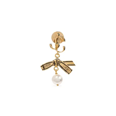 Jimmy Choo Gold Earrings In Burgundy