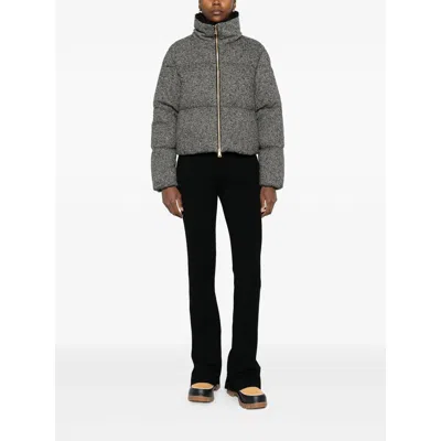 Moncler Brezesse Wool-blend Short Down Jacket In Gray