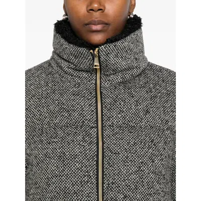 Moncler Brezesse Wool-blend Short Down Jacket In Gray