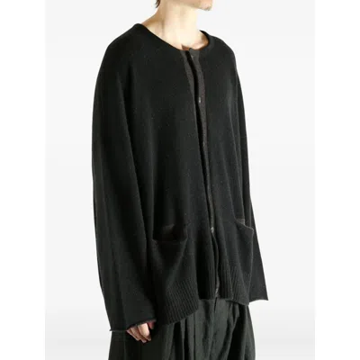 Ziggy Chen Pocket Button Cardigan In Black