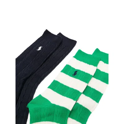 Ralph Lauren Green  White Socks In Multi
