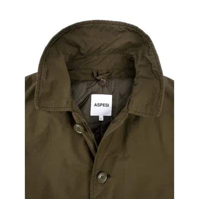Aspesi Buttoned Cotton Coat In Green