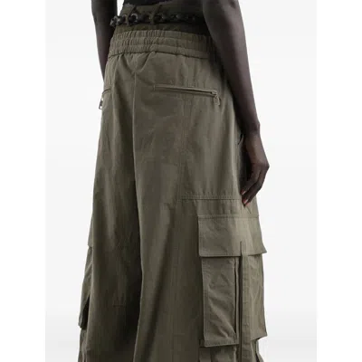 Dolce & Gabbana Green Cargo Pants With Elasticated Double Waist In Cotton Blend Woman In Green