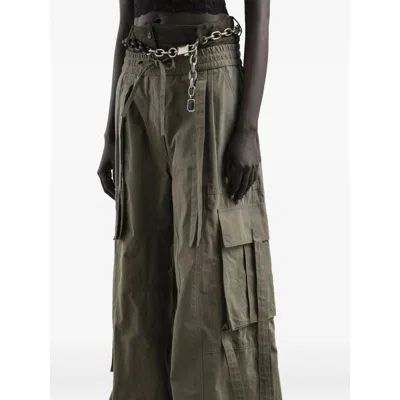 Dolce & Gabbana Green Cargo Pants With Elasticated Double Waist In Cotton Blend Woman In Green