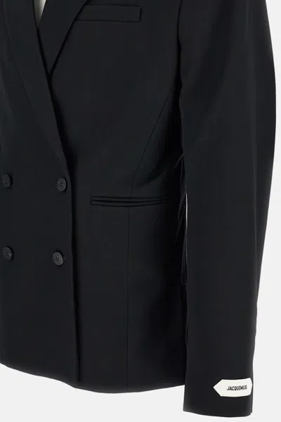 Jacquemus Fernando Double-breasted Padded-shoulder Blazer In Black