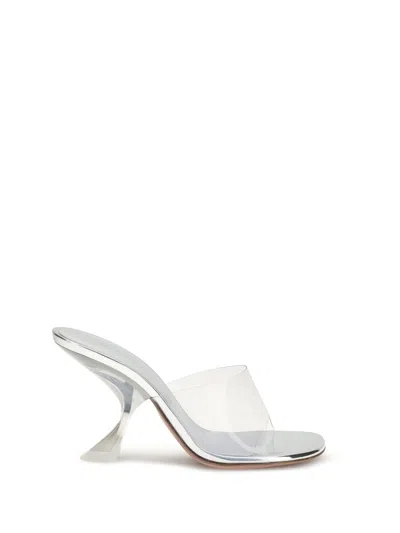 Amina Muaddi Metallic Open-toe Sandals With Sculptural Heel In White