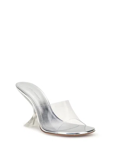 Amina Muaddi Metallic Open-toe Sandals With Sculptural Heel In White