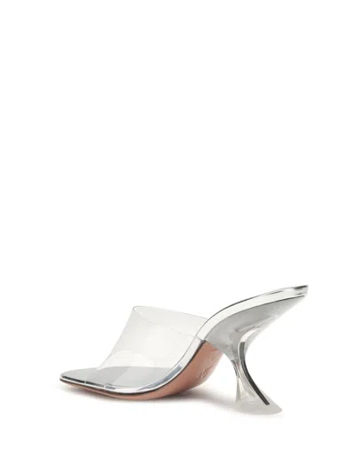 Amina Muaddi Metallic Open-toe Sandals With Sculptural Heel In White